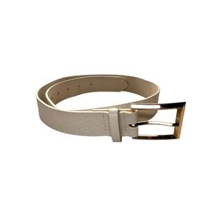 Cream Faux Leather Belt with Gold Buckle – Size‎ S